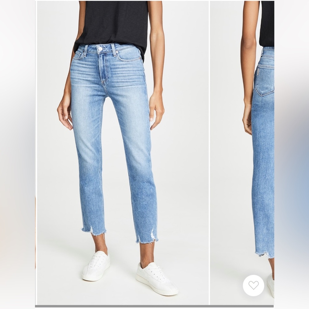 NWT Paige Cindy Straight Leg Ankle Length Jean With Destroyed Hem Size 2…